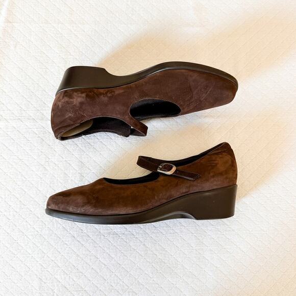 Munro Mary Jane Comfort Walking Wedge Shoes Suede Brown SZ 8.5 W - Picture 4 of 4